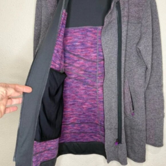 Title Nine Swacket Sweater Jacket Wool Blend Grey & Purple Women’s Size Medium - Picture 4 of 11